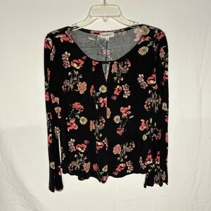 Black floral blouse